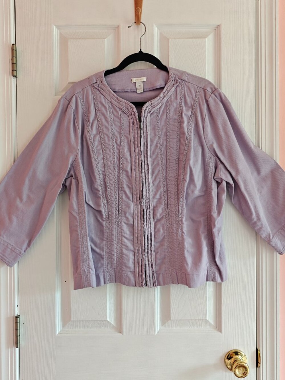 CHICO'S Finn Angelic Denim Jacket Size 3 XL 16 Lavender Purple Zip Front